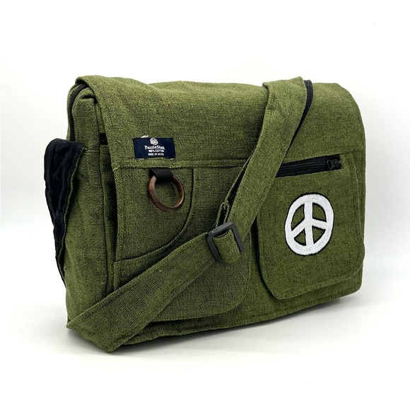 Multi pocket Cotton Embroidered Laptop Messenger Bag - Picture 3 of 15